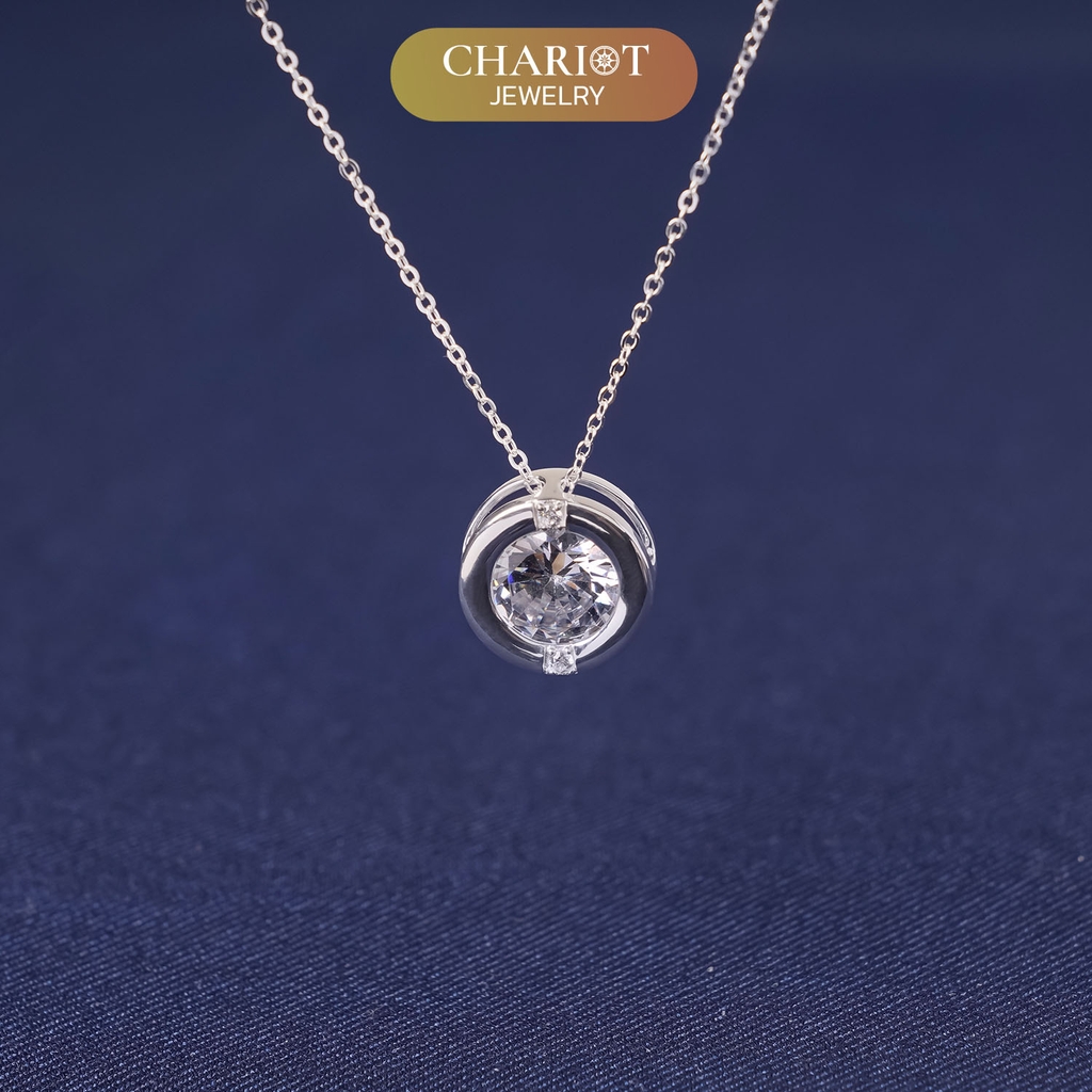 Dây chuyền bạc DCJ53 thiết kế tròn đính đá lấp lánh s925 ChariotJewelry