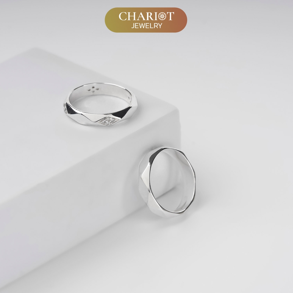 Nhẫn đôi bạc S925 nam nữ NCJ118 Geometric, nhẫn couple bạc, quà tặng Valentine ý nghĩa dành tặng bạn gái, ChariotJewelry