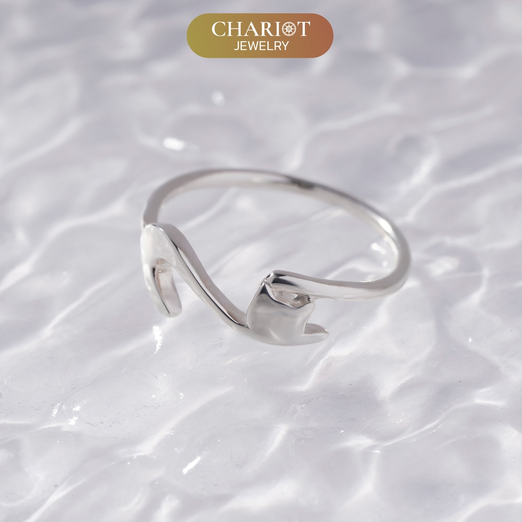 Nhẫn bạc 925 CHARIOT cách điệu hình mèo dễ thương ChariotJewelry NCJ39