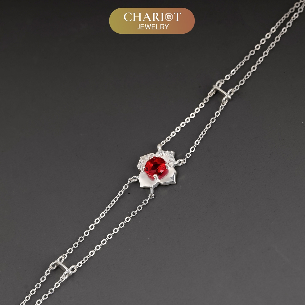 Lắc tay BCJ10 bông hoa đá đỏ quyến rũ Chariot Jewelry