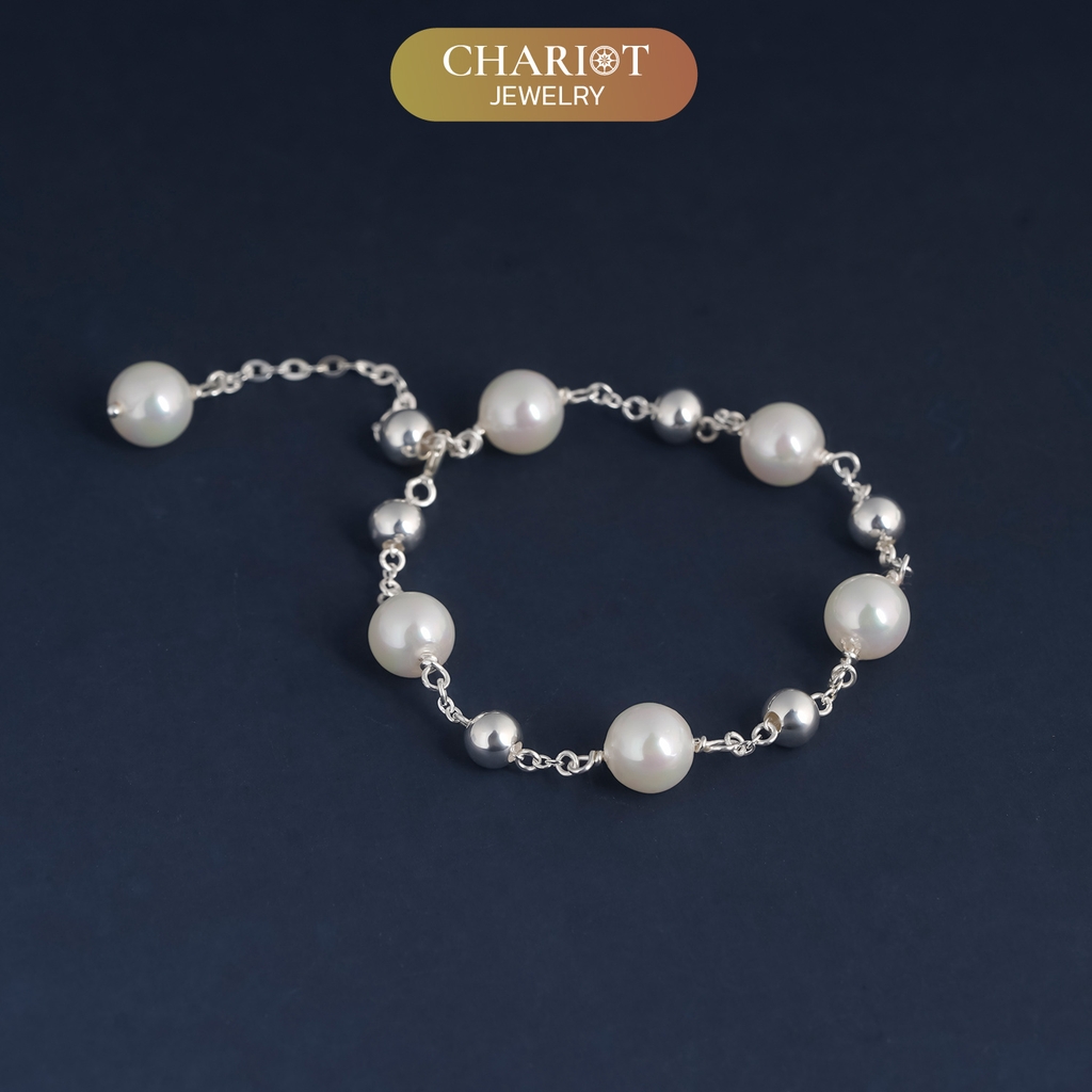 Lắc tay BCJ11 ngọc trai mix hạt tròn bạc năng động Chariot Jewelry