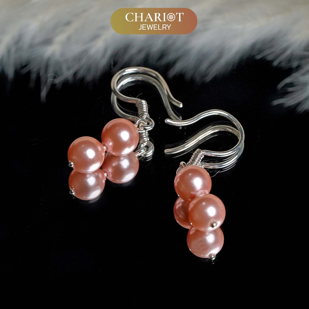 Khuyên tai nữ  ECJ09 ngọc trai nhân tạo cực sang chốt bạc 925 ChariotJewelry