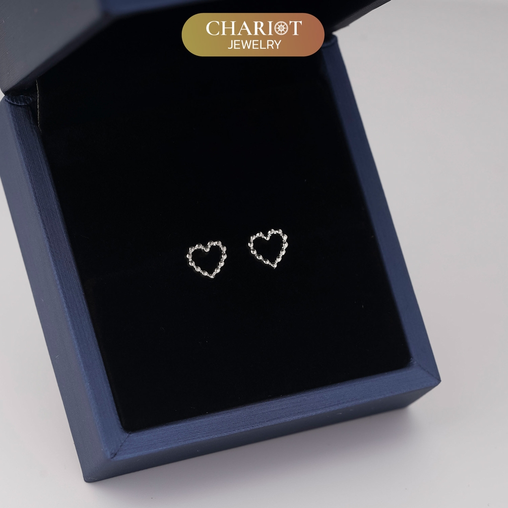 Khuyên tai bạc ECJ65 trái tim nhỏ bé ChariotJewelry