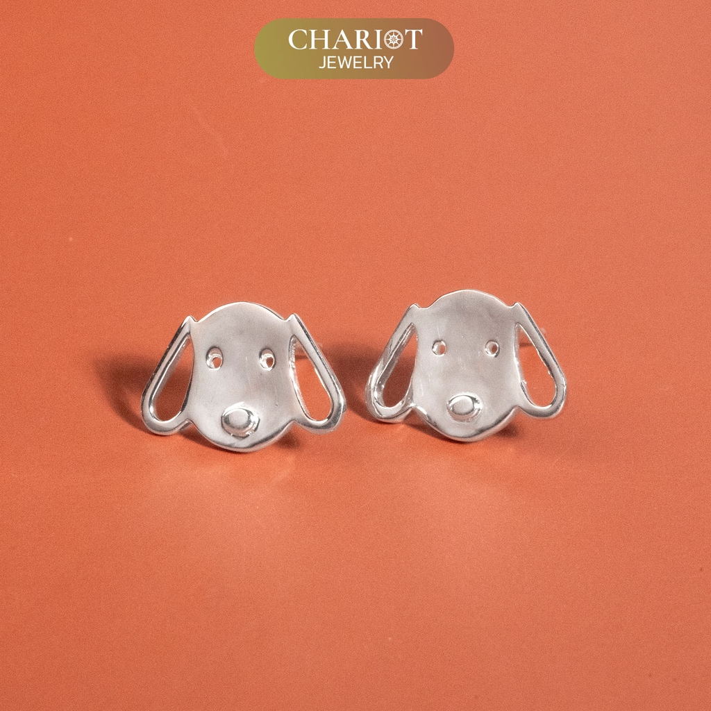 Khuyên tai bạc ECJ76 mặt cún dễ thương Chariot Jewelry