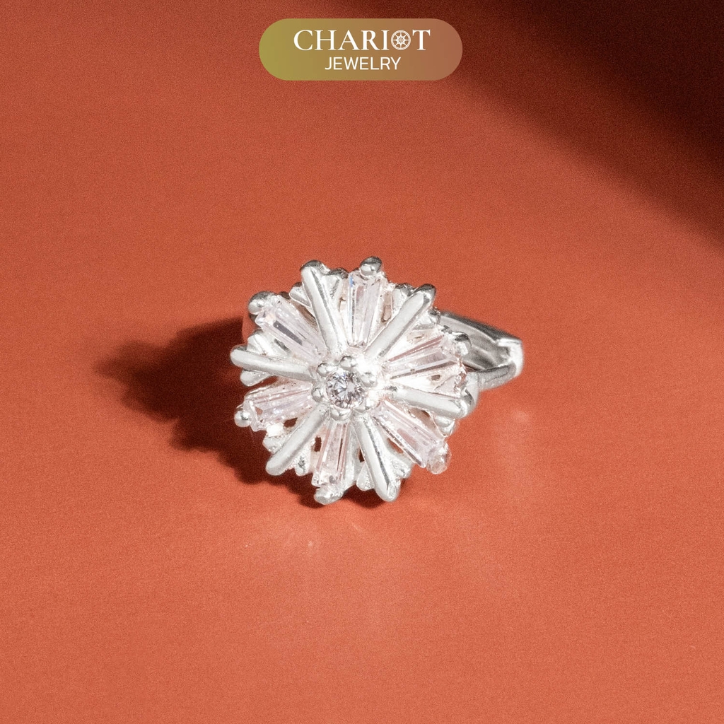 Khuyên tai bạc ECJ84 nụ hoa tỏa sáng, nổi bật Chariot Jewelry