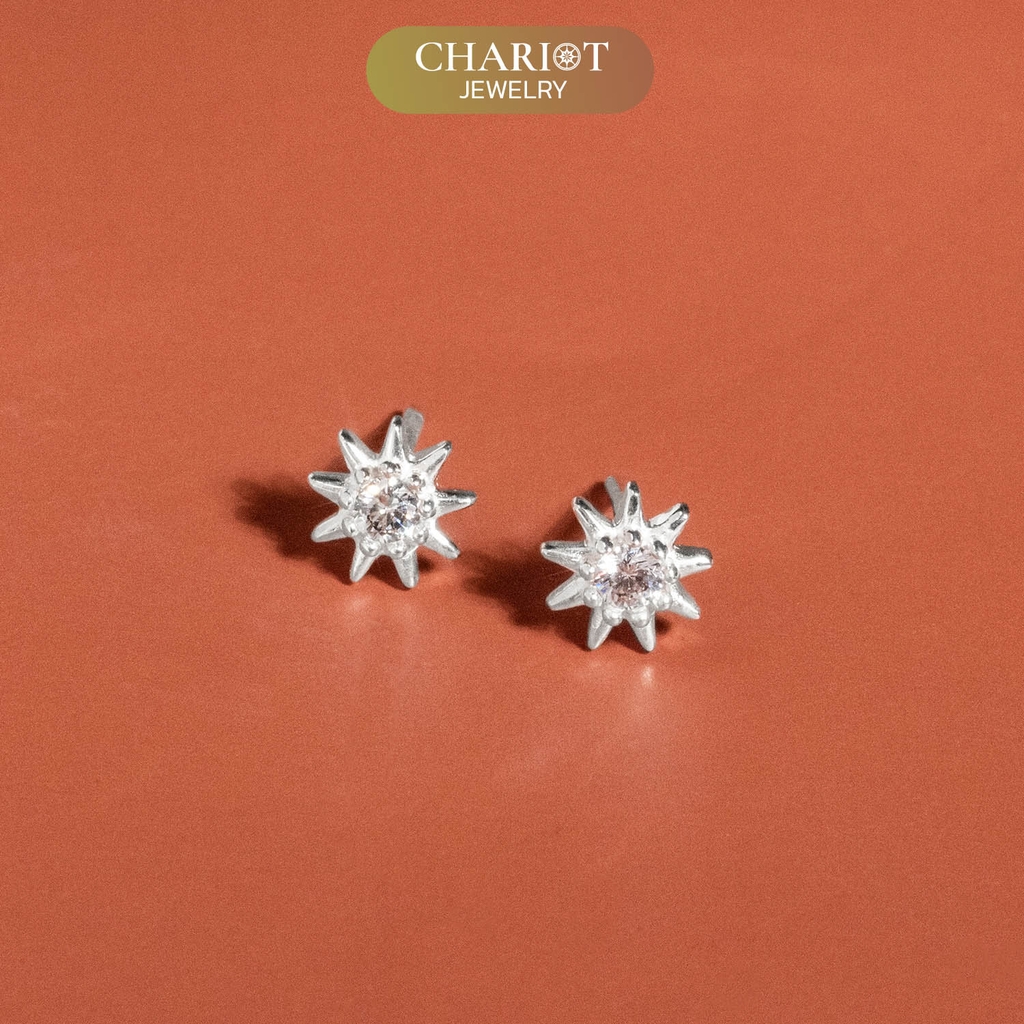 Khuyên tai bạc ECJ85 mặt trời bé xinh Chariot Jewelry