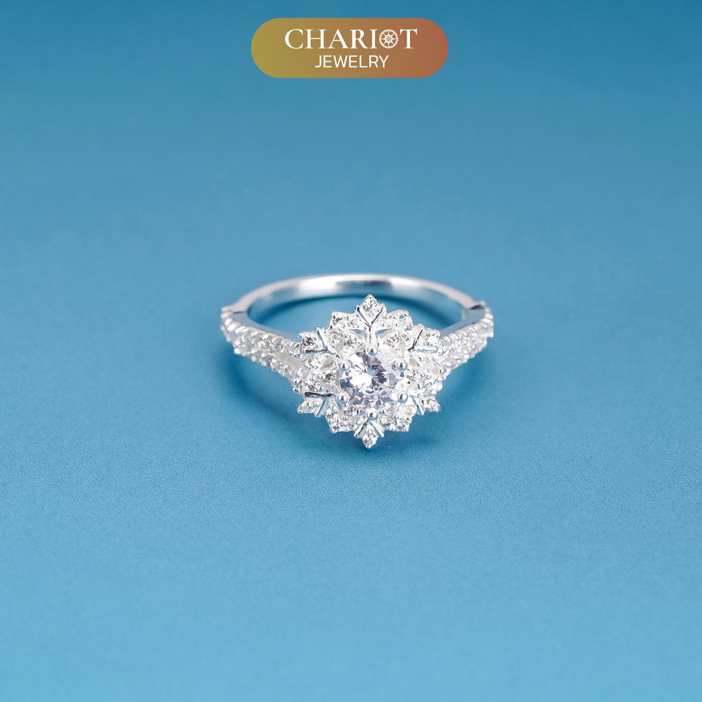 Nhẫn bạc NCJ51 Bông tuyết trắng ChariotJewelry