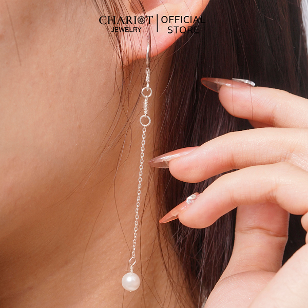 Khuyên tai nữ ECJ10 ngọc trai nhân tạo phong cách Hàn Quốc ChariotJewelry