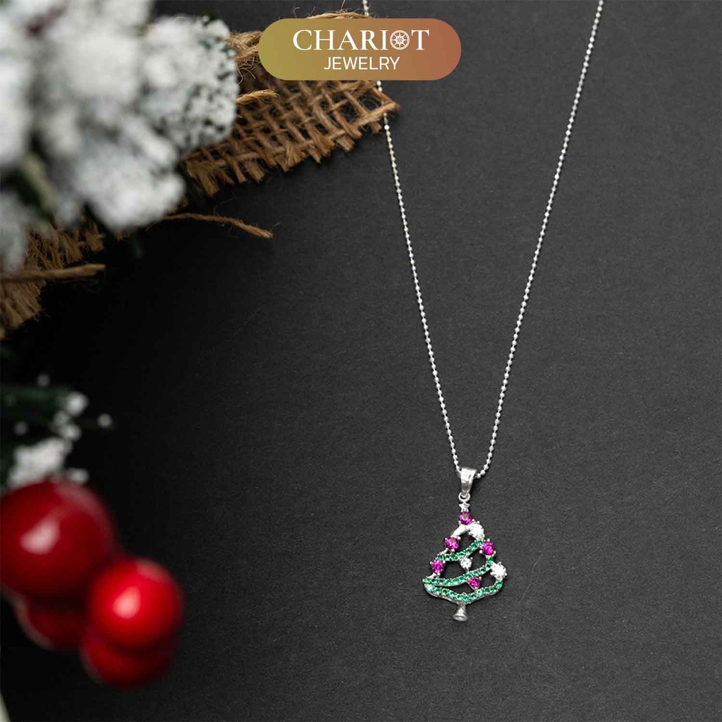Dây chuyền bạc DCJ33 Cây thông sắc màu S925 ChariotJewelry