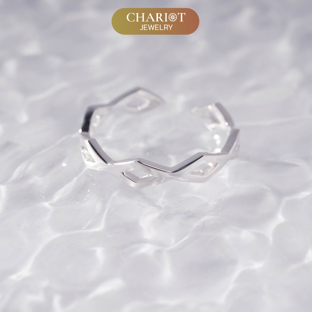 Nhẫn Bạc NCJ34 Stackable Hoạ Tiết Hình Thoi Chariot Jewelry