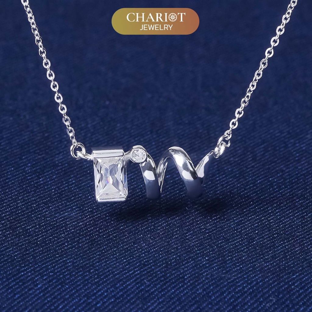 Dây chuyền DCJ72 Xoắn ốc cách điệu đính đá CZ lấp lánh bạc 925 ChariotJewelry