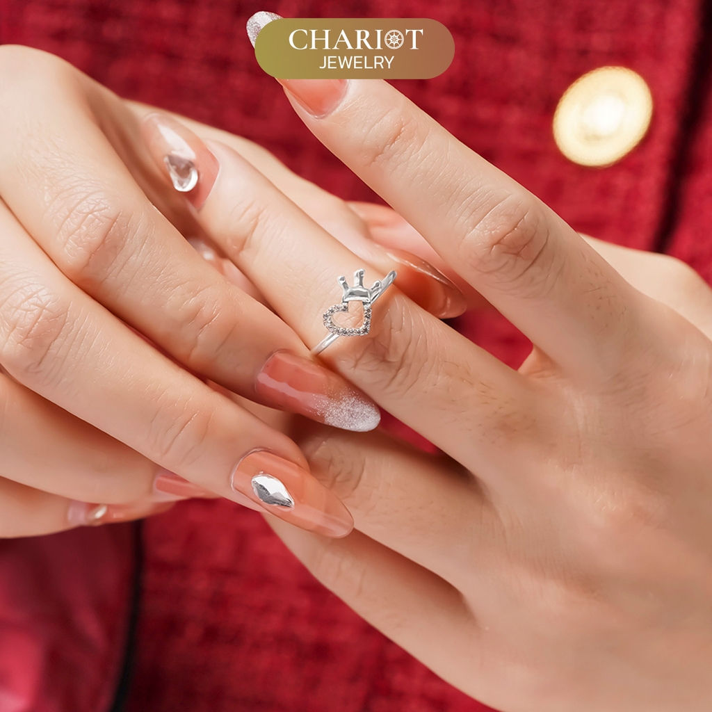 Nhẫn bạc NCJ56 S925 Trái tim đáng yêu, quà tặng 8-3 ý nghĩa dành cho bạn gái, Chariot Jewelry
