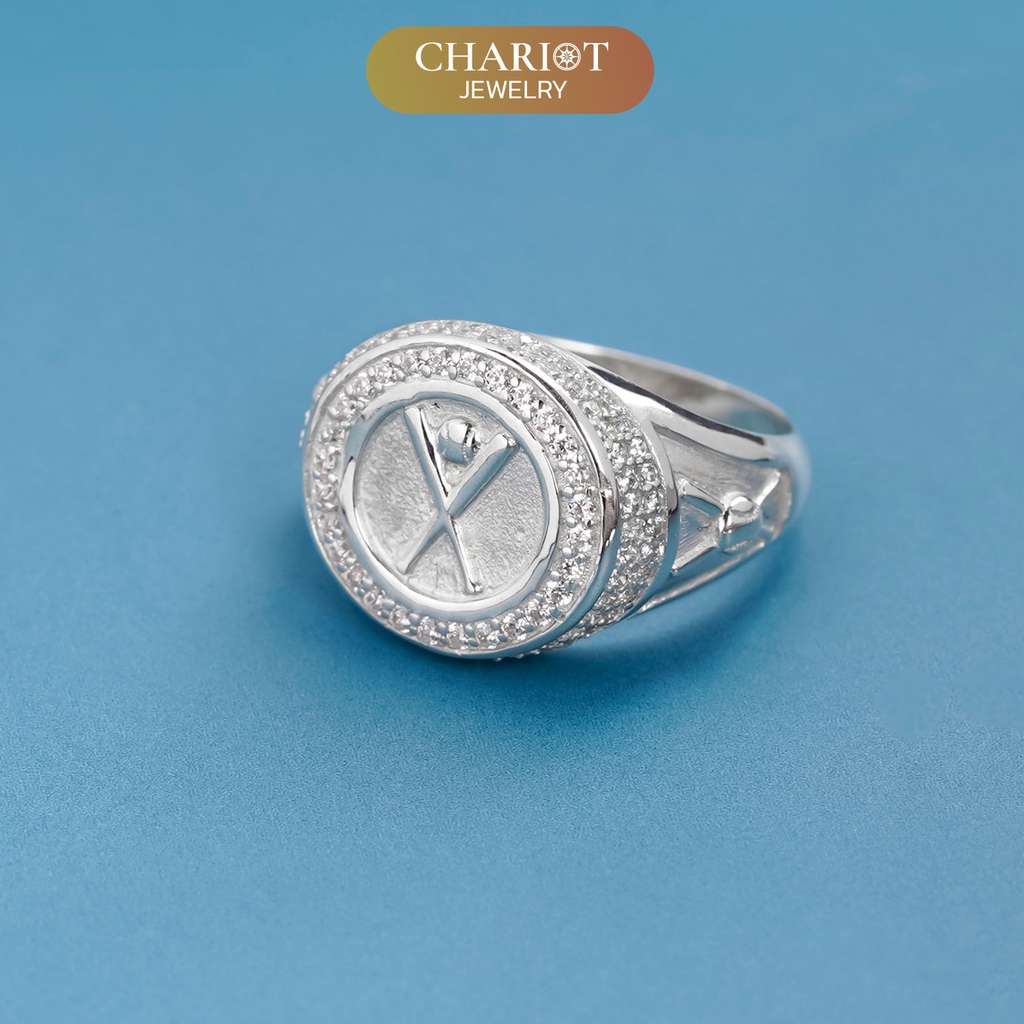 Nhẫn bạc S925 NCJ75 Tình yêu bóng chày cho nam ChariotJewelry