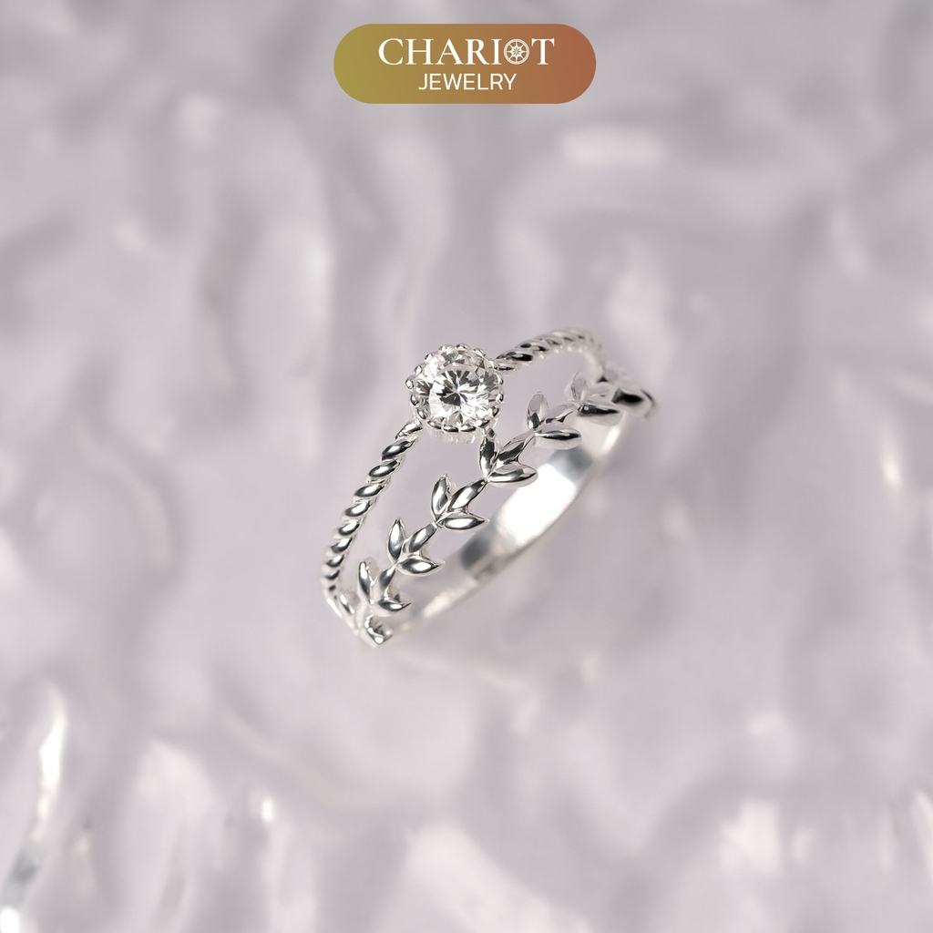 Nhẫn bạc NCJ45 Vòng nguyệt quế ChariotJewelry