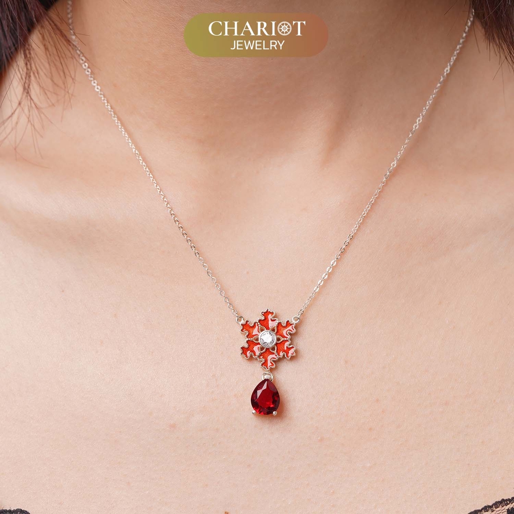 Dây chuyền bạc DCJ58 hoa tuyết ruby