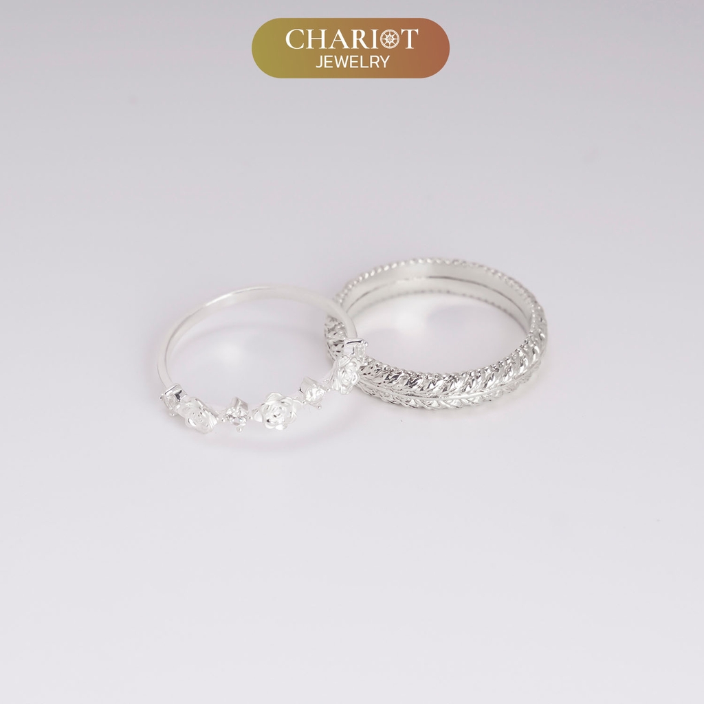 Nhẫn đôi bạc S925 nam nữ NCJ142 Blooming Love, nhẫn couple bạc, quà tặng 8-3 ý nghĩa dành tặng bạn gái, ChariotJewelry