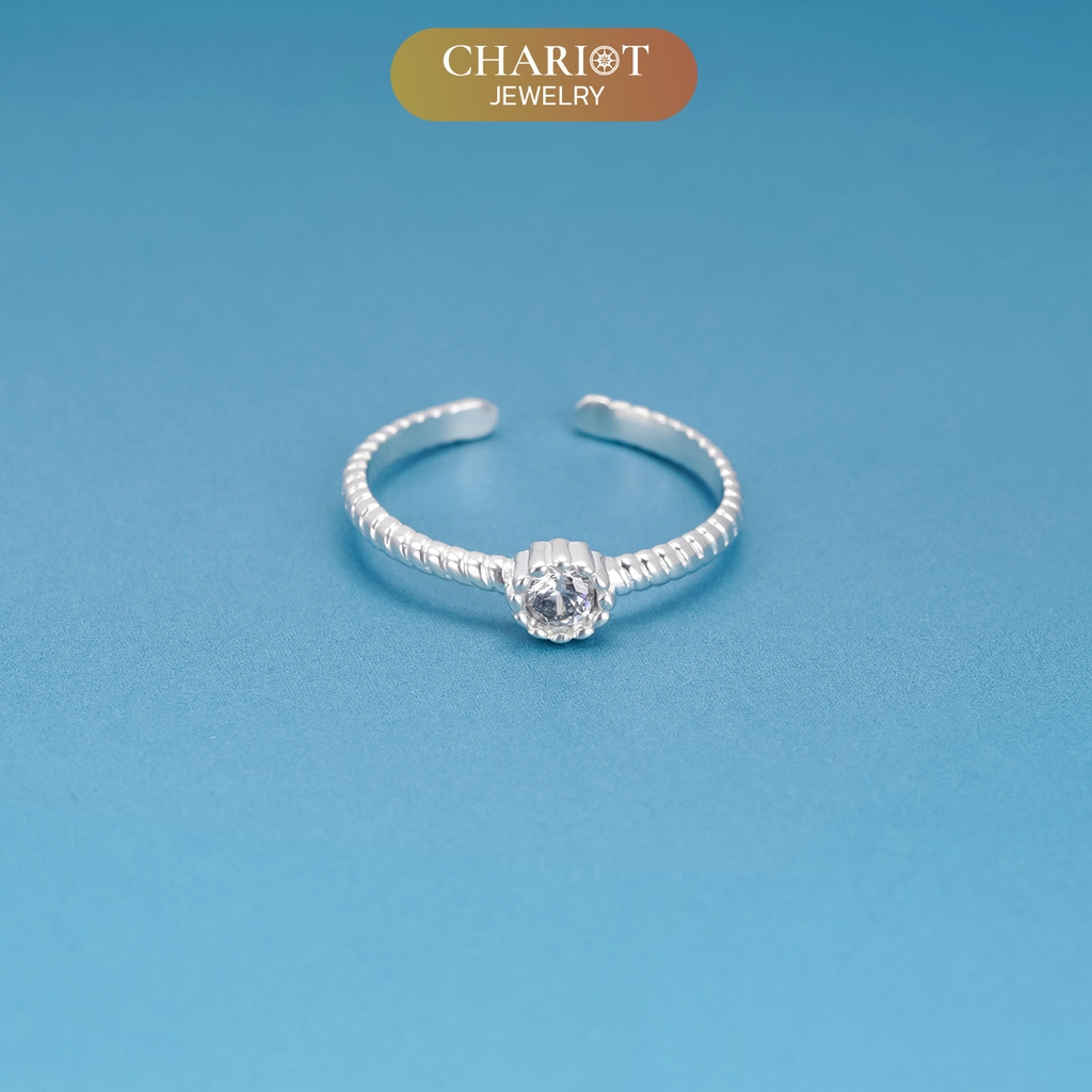 Nhẫn bạc NCJ30 hình mặt trăng đính đá, quà tặng sinh nhật dành cho bạn gái ChariotJewelry