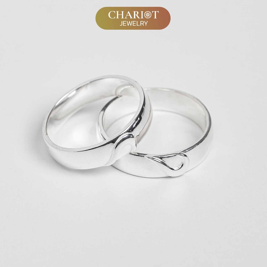 Nhẫn đôi bạc S925 nam nữ NCJ101 Heart Bond, nhẫn couple bạc, quà tặng 8-3 ý nghĩa dành tặng bạn gái, ChariotJewelry