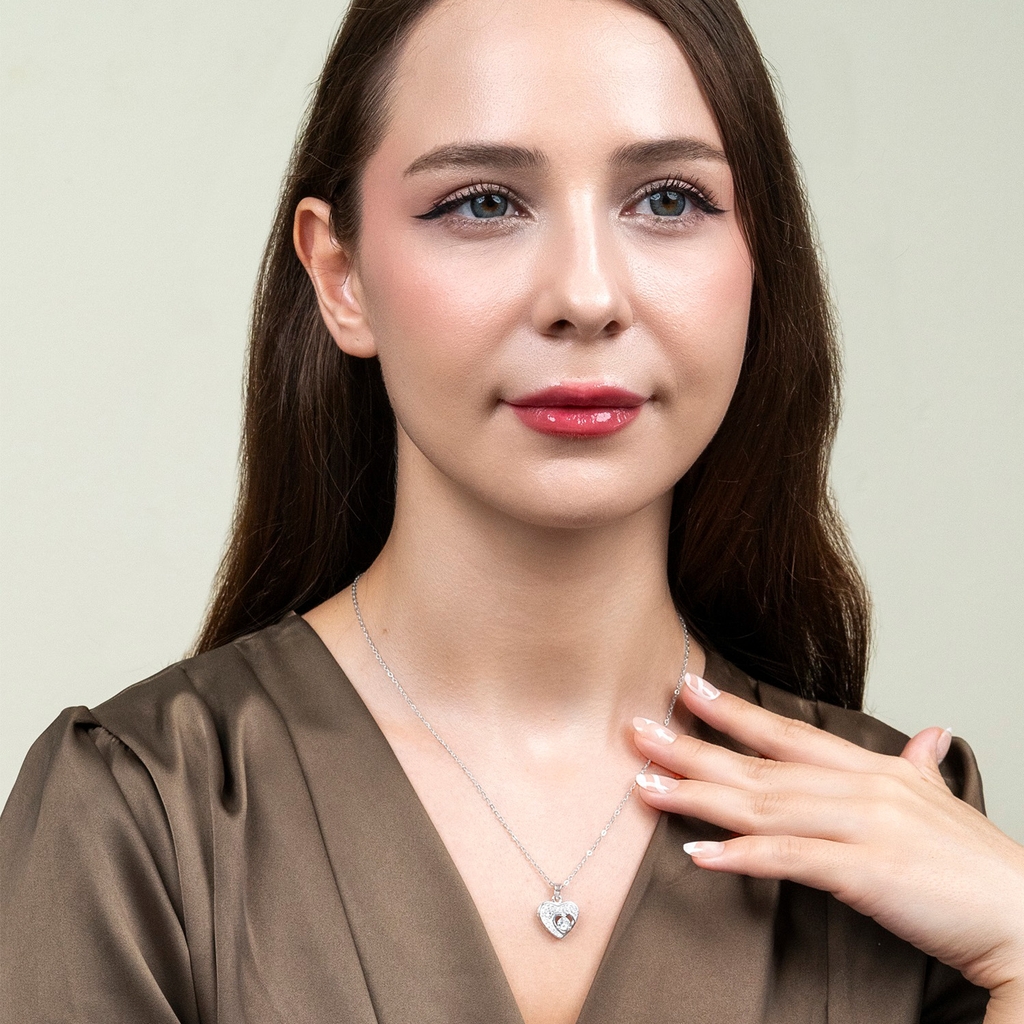 Dây chuyền bạc DCJ43 S925 Trái tim lấp lánh, quà tặng Valentine ý nghĩa, Chariot Jewelry