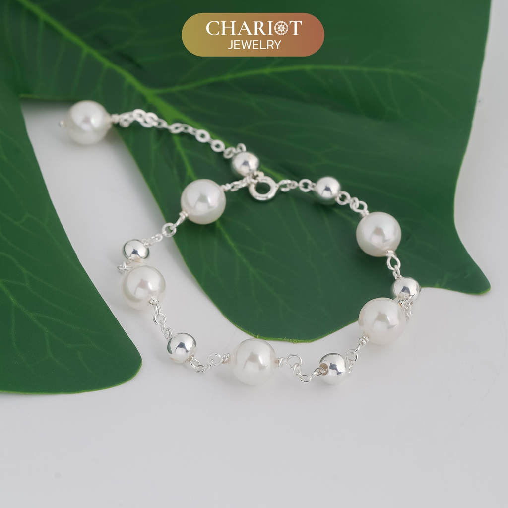Lắc tay BCJ11 ngọc trai mix hạt tròn bạc năng động Chariot Jewelry