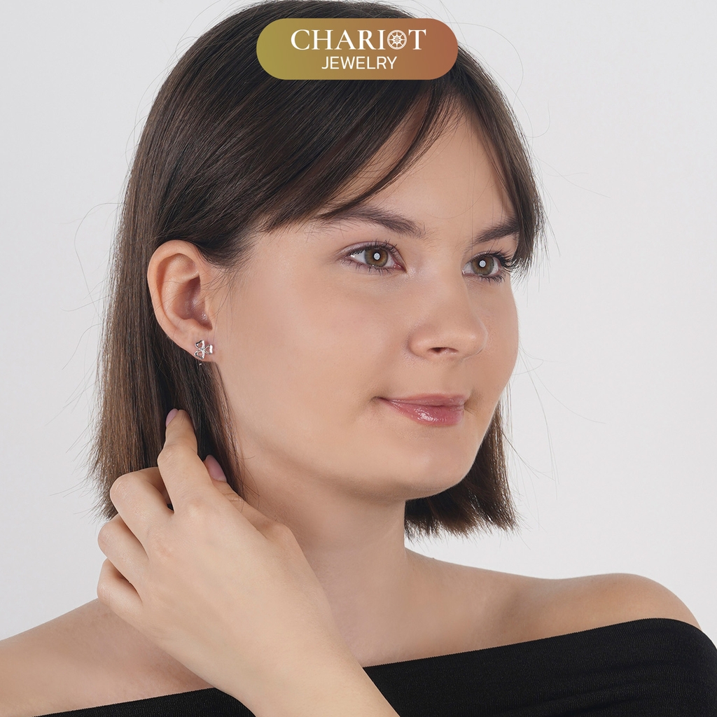 Khuyên tai bạc ECJ72 cánh hoa nhỏ xinh Chariot Jewelry