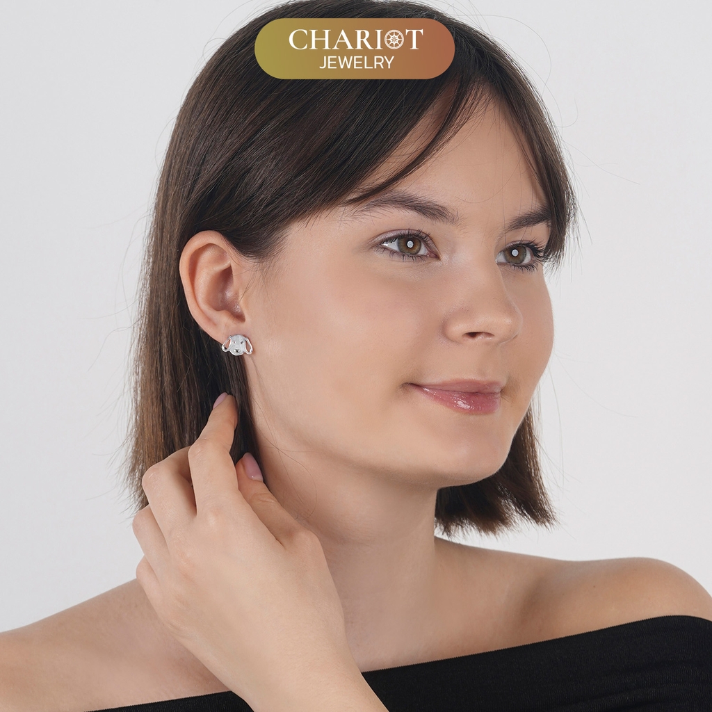Khuyên tai bạc ECJ76 mặt cún dễ thương Chariot Jewelry