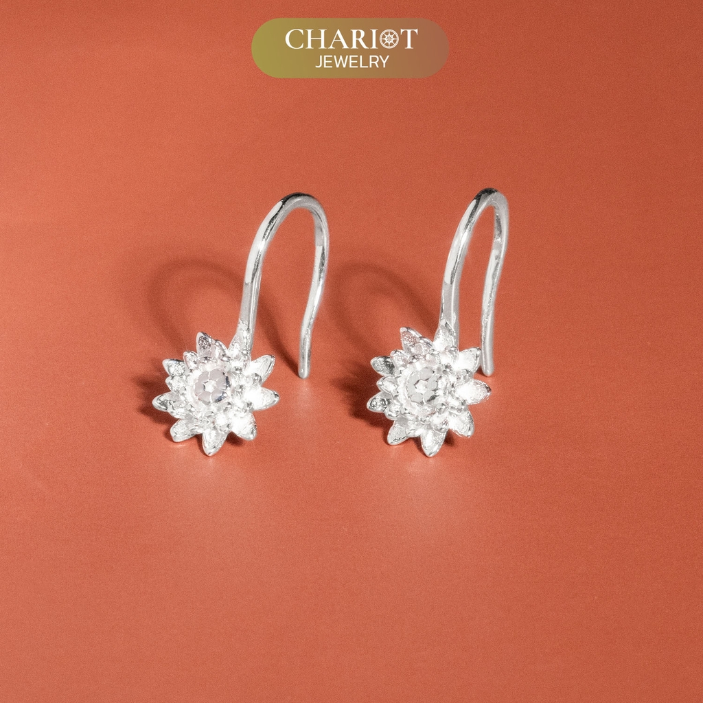 Khuyên tai bạc ECJ78 hoa sen nhỏ dịu dàng Chariot Jewelry
