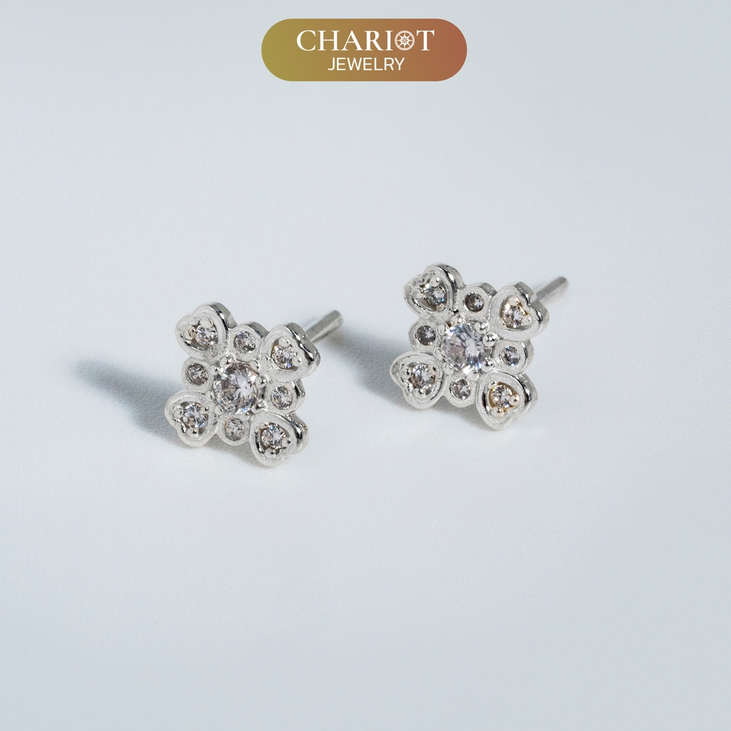 Khuyên tai bạc ECJ79 bông hoa tỏa sáng Chariot Jewelry