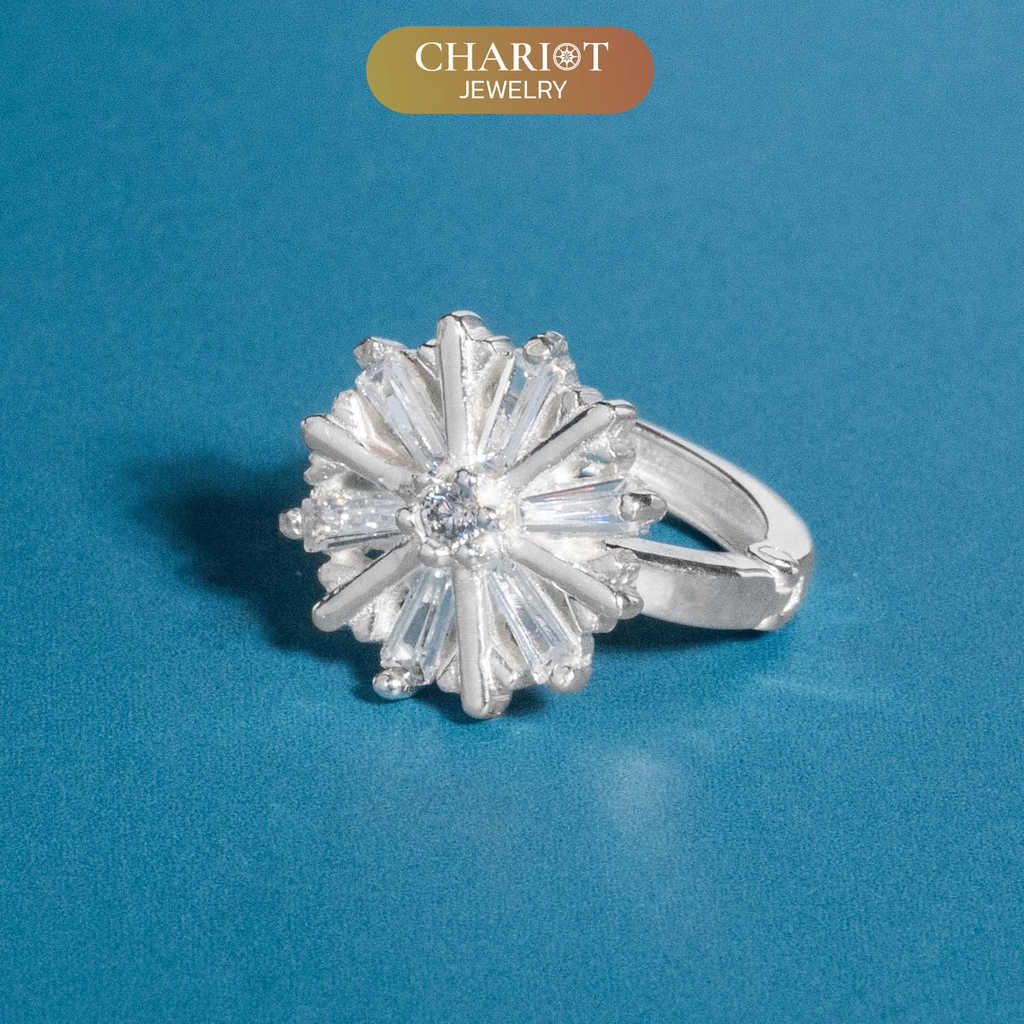 Khuyên tai bạc ECJ84 nụ hoa tỏa sáng, nổi bật Chariot Jewelry