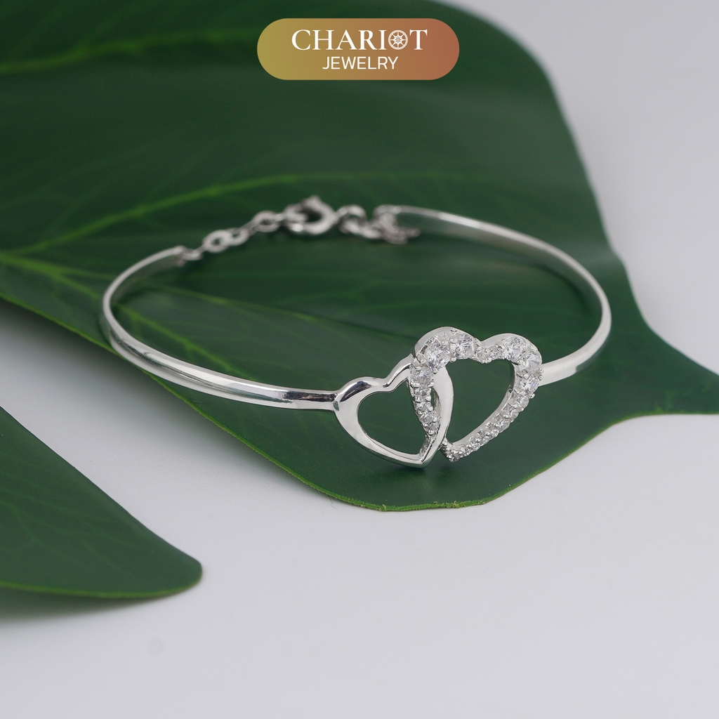 Lắc tay BCJ17 hai trái tim liên kết Chariot Jewelry