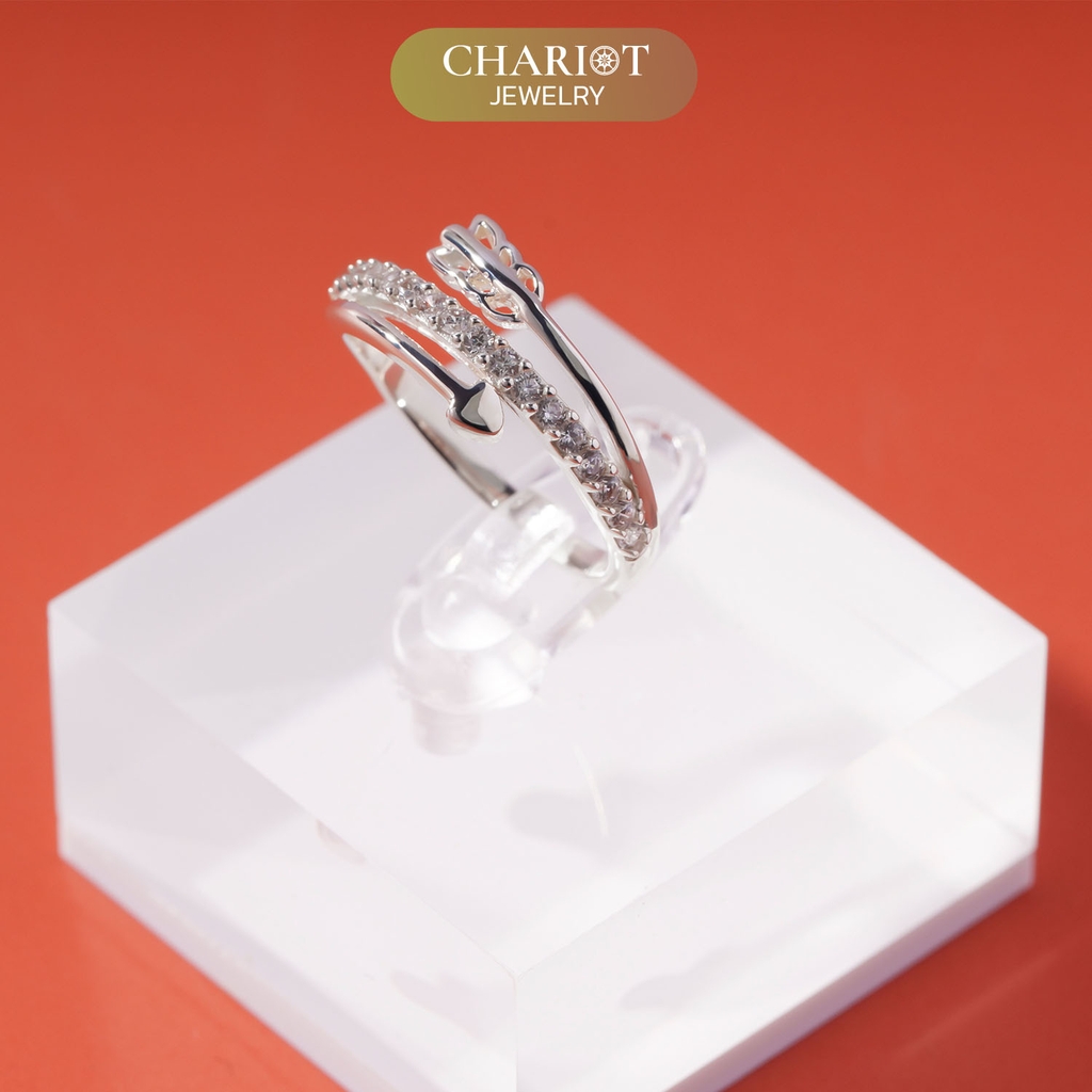 Nhẫn bạc NCJ08 Hình Mũi Tên Đính Đá Lấp Lánh Chariot Jewelry
