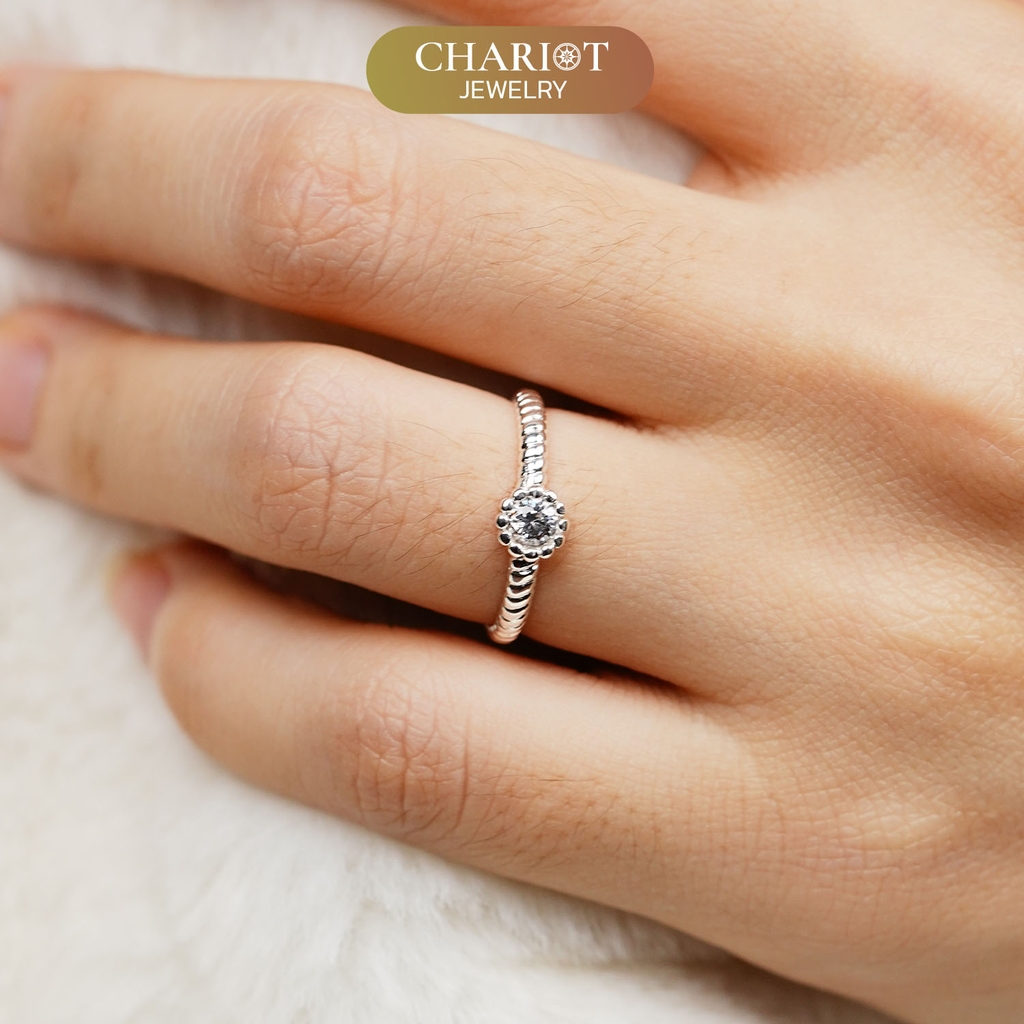 Nhẫn bạc NCJ30 hình mặt trăng đính đá, quà tặng sinh nhật dành cho bạn gái ChariotJewelry