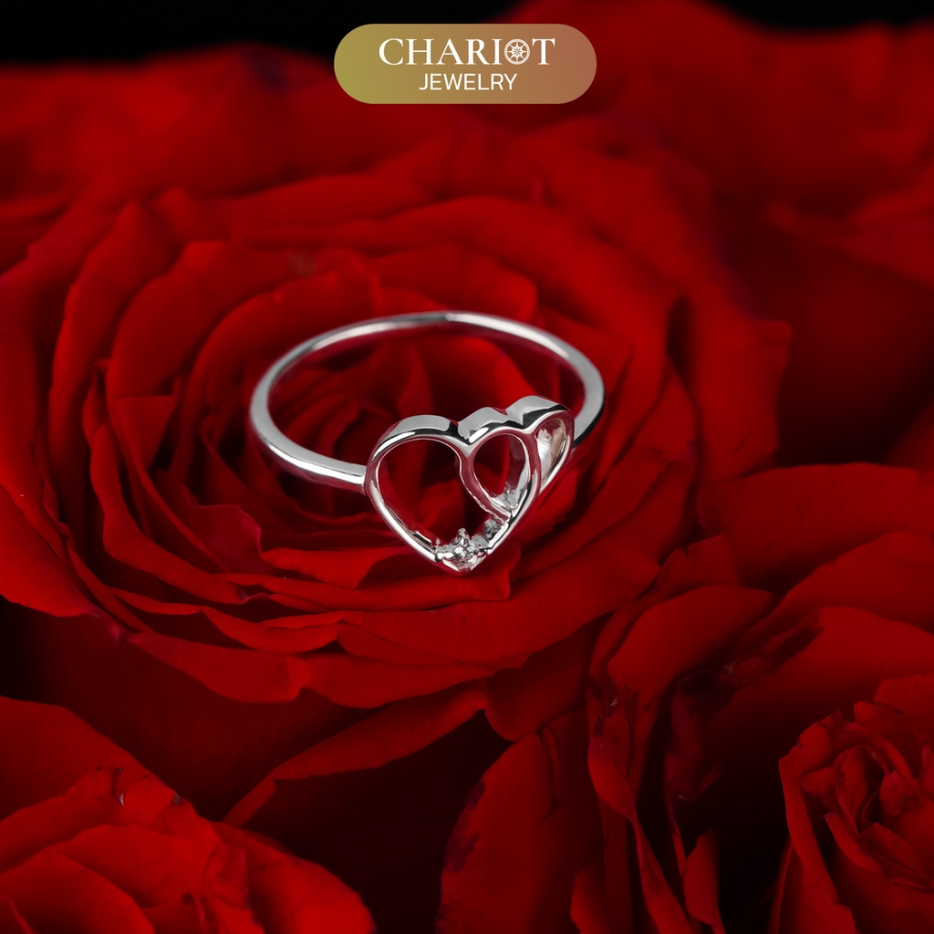 Nhẫn bạc NCJ56 Trái tim đáng yêu ChariotJewelry