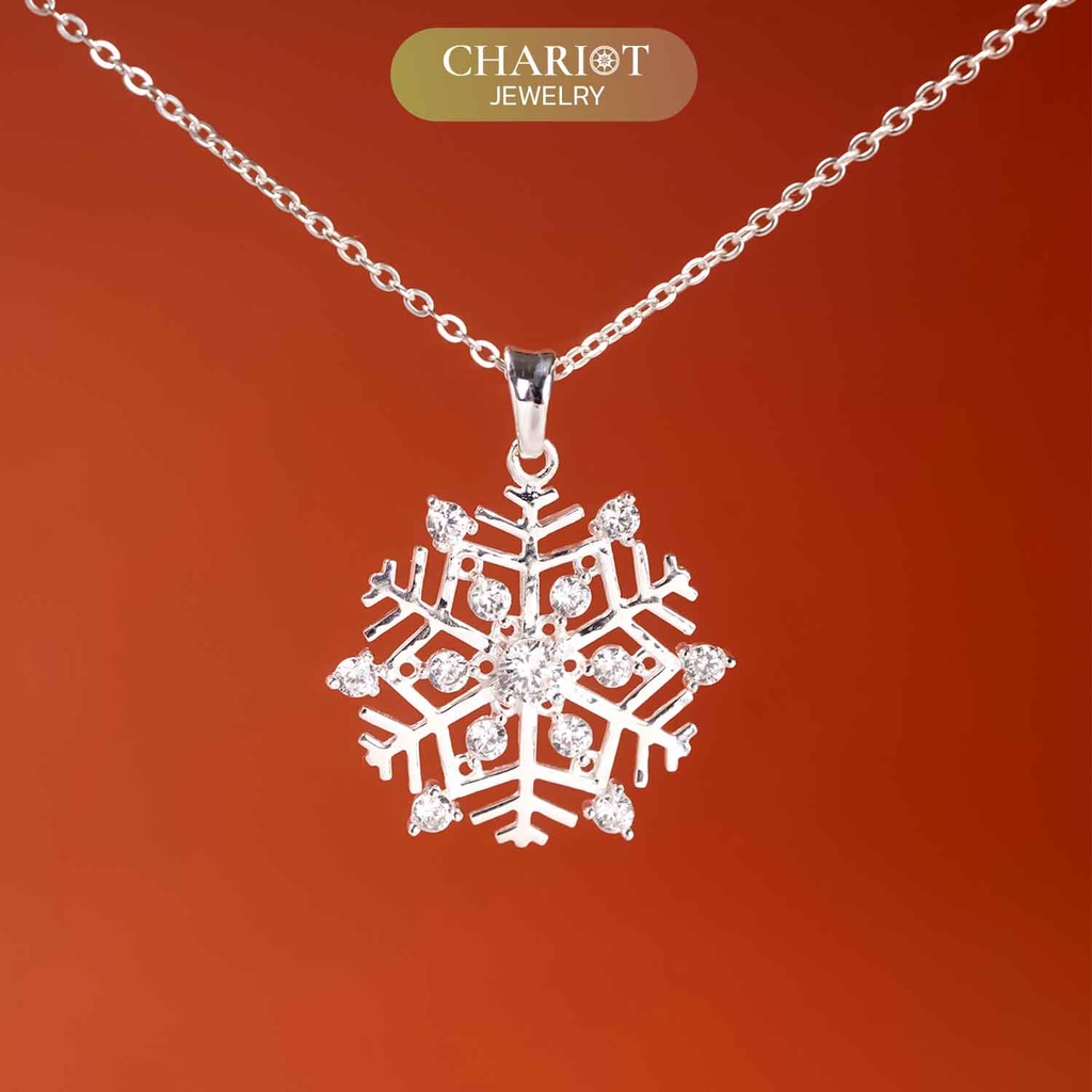 Dây chuyền bạc DCJ29 Bông tuyết lấp lánh s925 ChariotJewelry