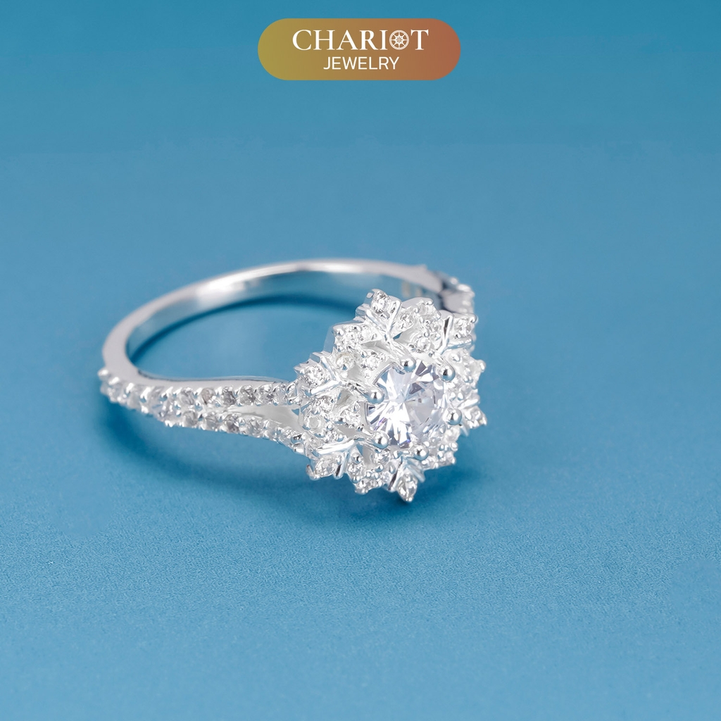 Nhẫn bạc NCJ51 Bông tuyết trắng ChariotJewelry