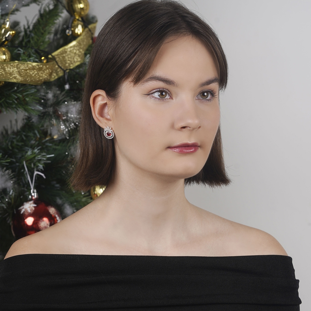 Khuyên tai bạc ECJ57 bông tai giọt đỏ quyến rũ, sang trọng ChariotJewelry