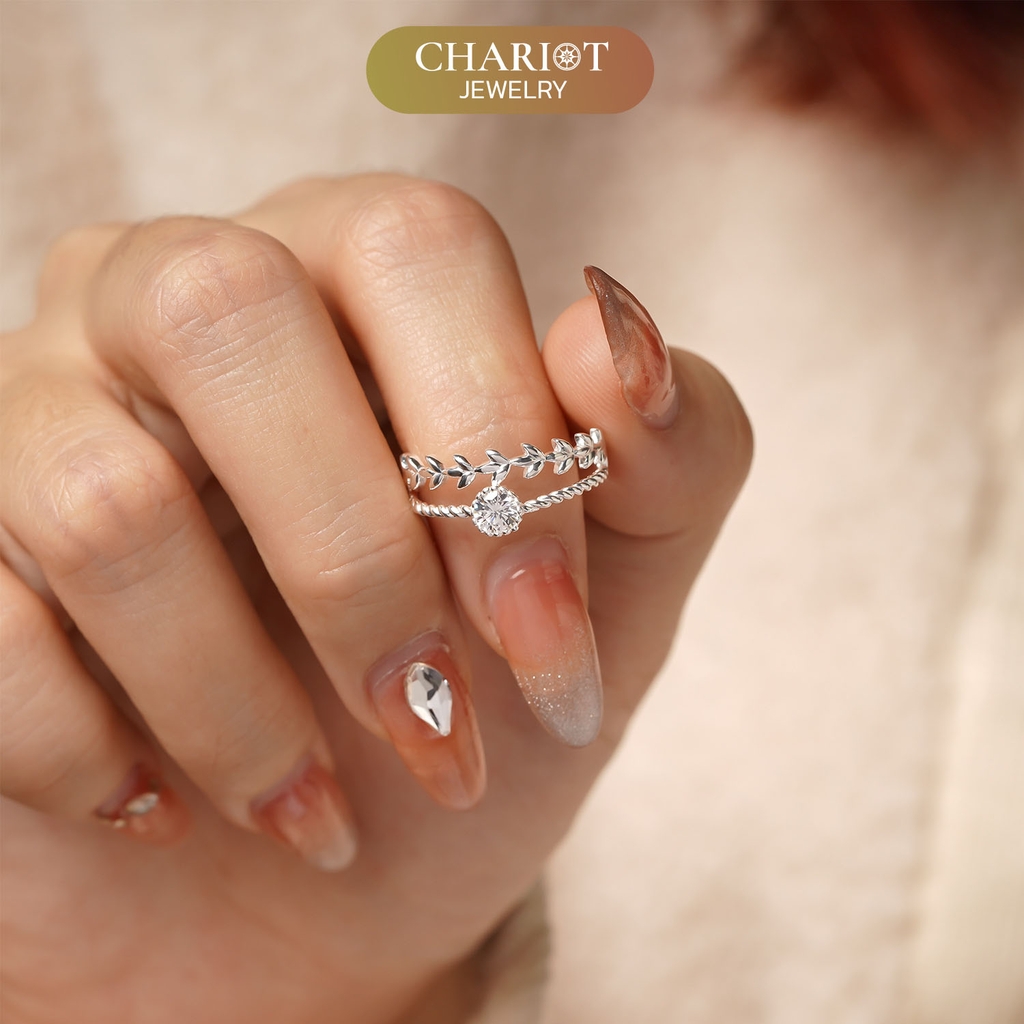 Nhẫn bạc NCJ45 Vòng nguyệt quế ChariotJewelry
