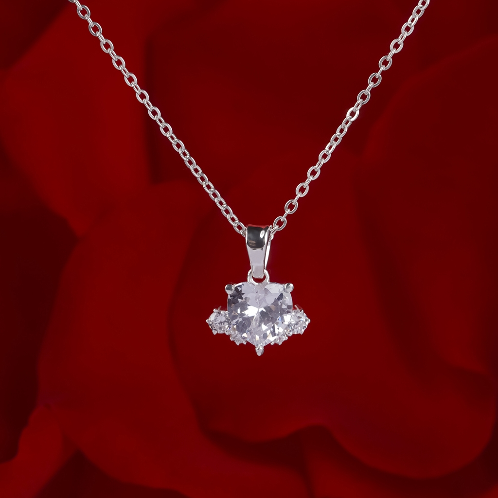 Dây chuyền bạc DCJ68 S925 trái tim đính đá sắc màu, quà tặng Valentine ý nghĩa, Chariot Jewelry