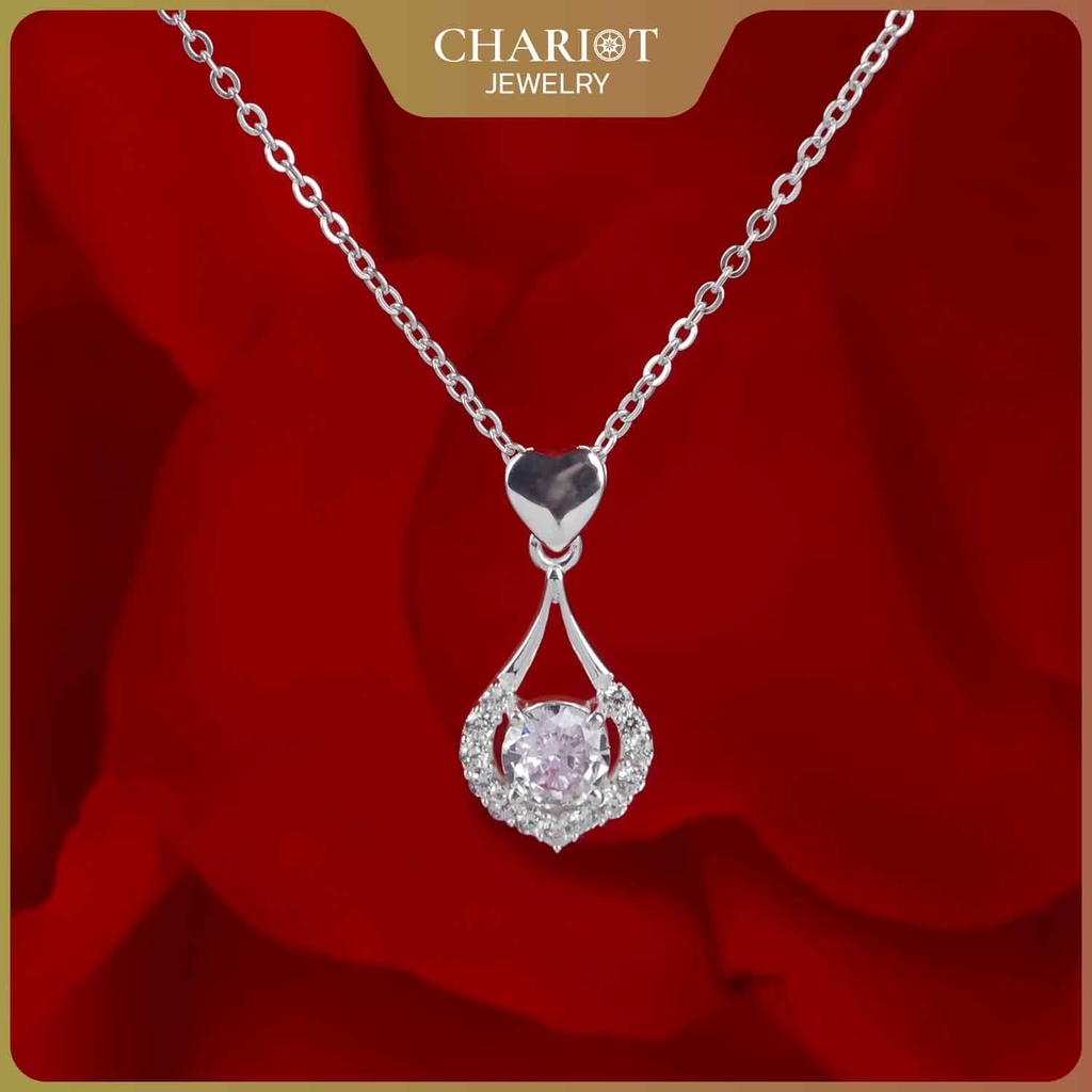 Dây chuyền DCJ40 S925 giọt nước đính đá bạc, quà tặng Valentine ý nghĩa,  Chariot Jewelry