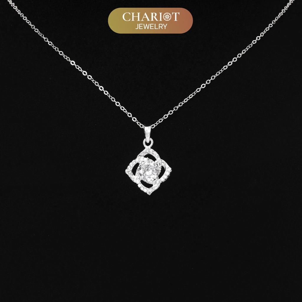 Dây chuyền bạc DCJ25 s925 bông hoa đính đá lấp lánh Chariot Jewelry