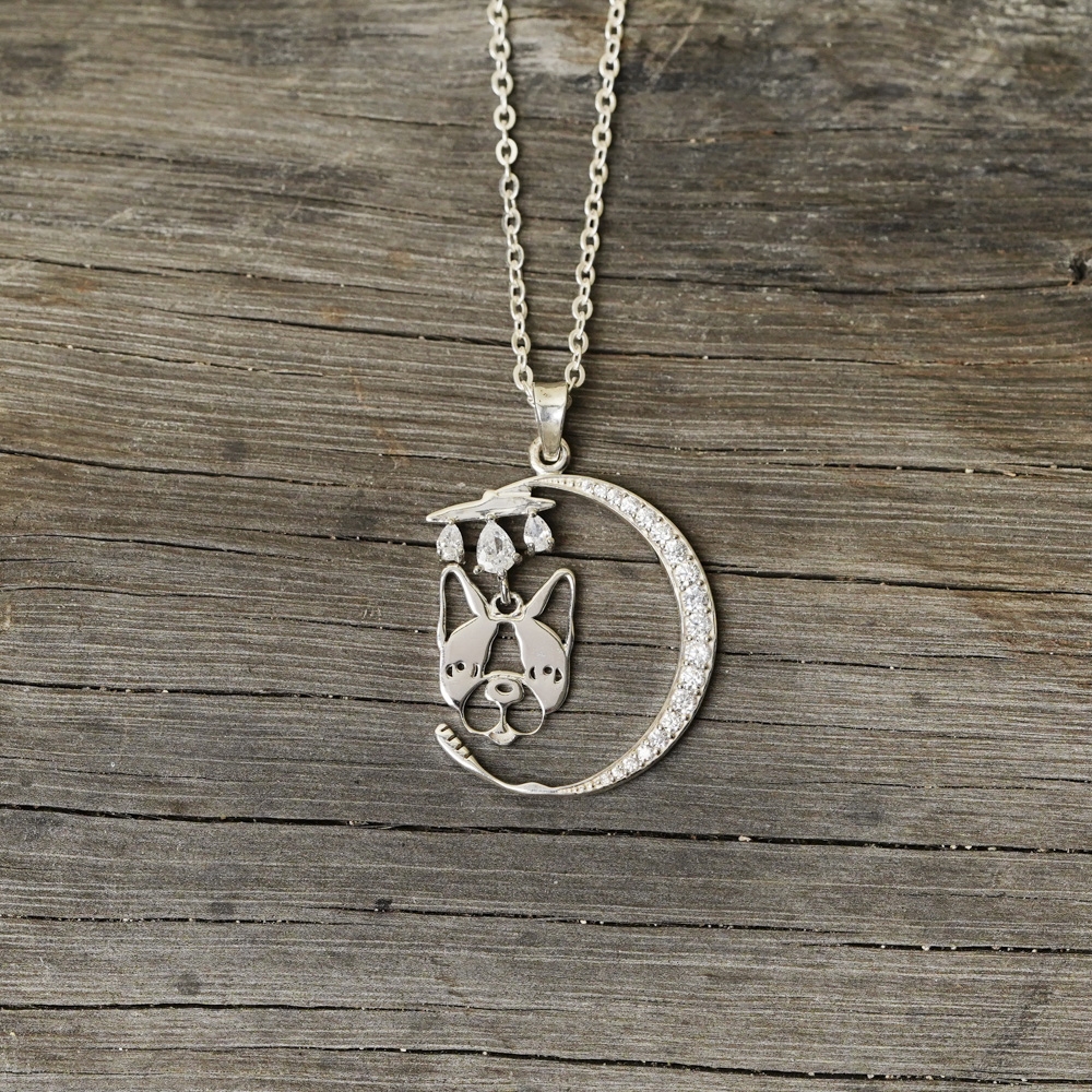 Dây chuyền DCJ96 mặt trăng cùng cún con đáng yêu bạc 925 ChariotJewelry