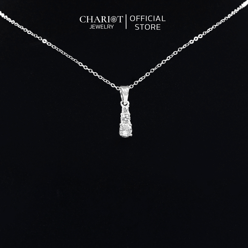 Dây chuyền DCJ101 chuỗi 3 viên đá thanh lịch trẻ trung bạc 925 ChariotJewelry