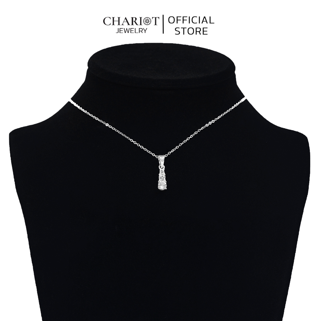 Dây chuyền DCJ101 chuỗi 3 viên đá thanh lịch trẻ trung bạc 925 ChariotJewelry