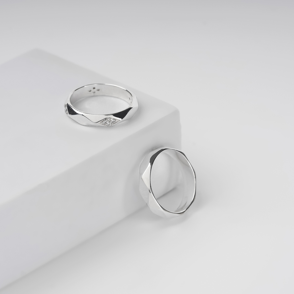 Nhẫn đôi bạc S925 nam nữ NCJ118 Geometric, nhẫn couple bạc, quà tặng 8-3 ý nghĩa dành tặng bạn gái, ChariotJewelry