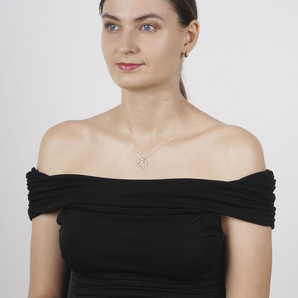 Dây chuyền DCJ93 Trái tim zich zac bạc 925 ChariotJewelry
