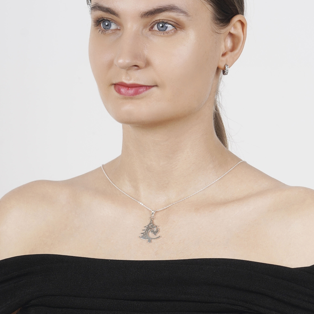 Dây chuyền DCJ95 cây thông Noel cùng chú gà trống bạc 925 ChariotJewelry