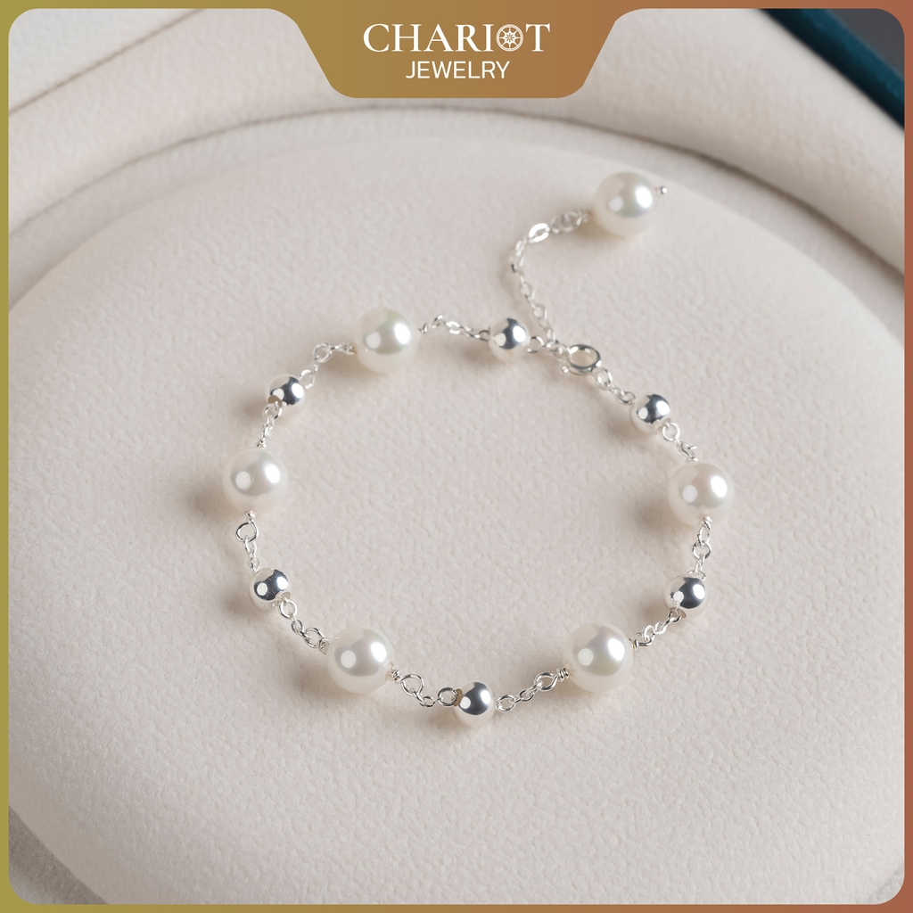 Lắc tay BCJ11 ngọc trai mix hạt tròn bạc năng động Chariot Jewelry