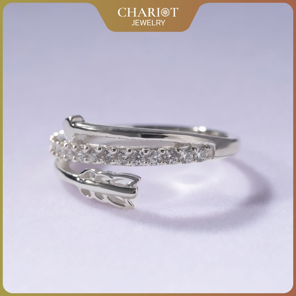 Nhẫn bạc NCJ08 Hình Mũi Tên Đính Đá Lấp Lánh Chariot Jewelry