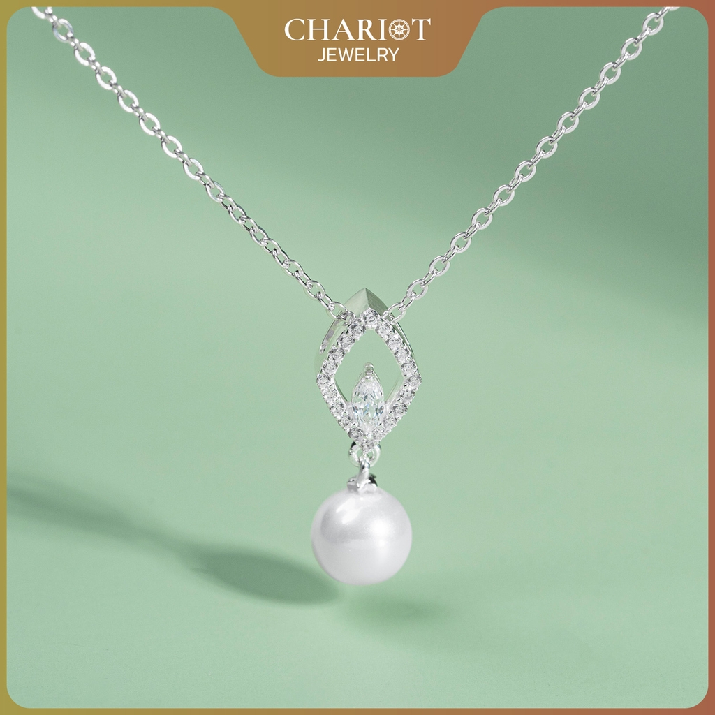 Dây chuyền bạc s925 DCJ183 ngọc trai đính đá CZ lấp lánh ChariotJewelry