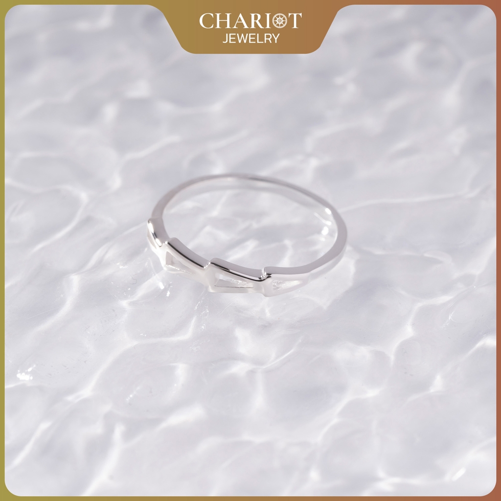 Nhẫn Bạc NCJ37 Hoạ Tiết Tam Giác Nối Tiếp Chariot Jewelry